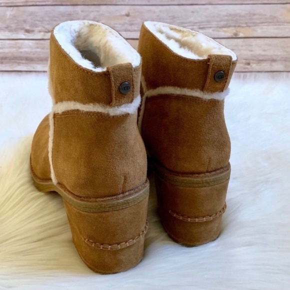 NEW!! UGG Kasen II Chestnut Pull on Heeled Ankle Booties - Picture 3 of 8